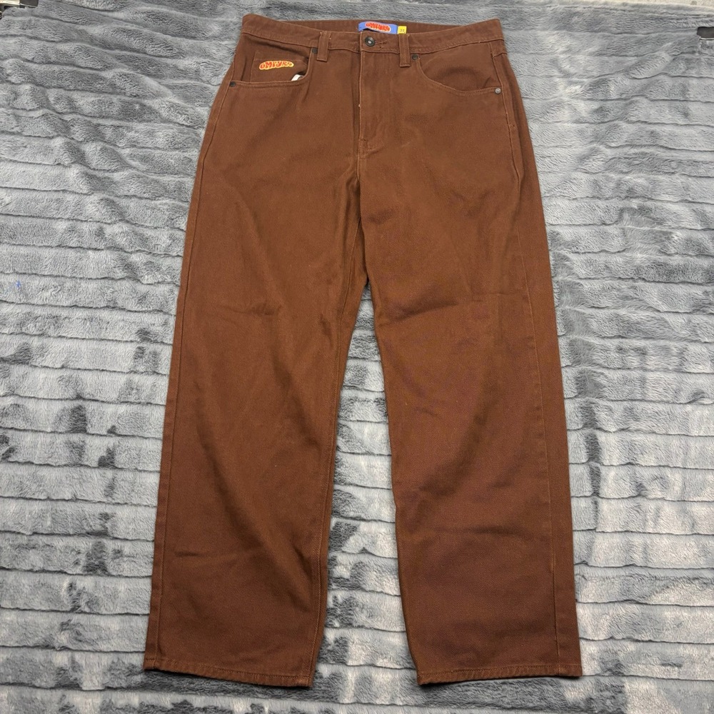Empyre Relaxed Fit Skate Pants Mens 32 Brown Cotton Denim Wide Leg Trousers